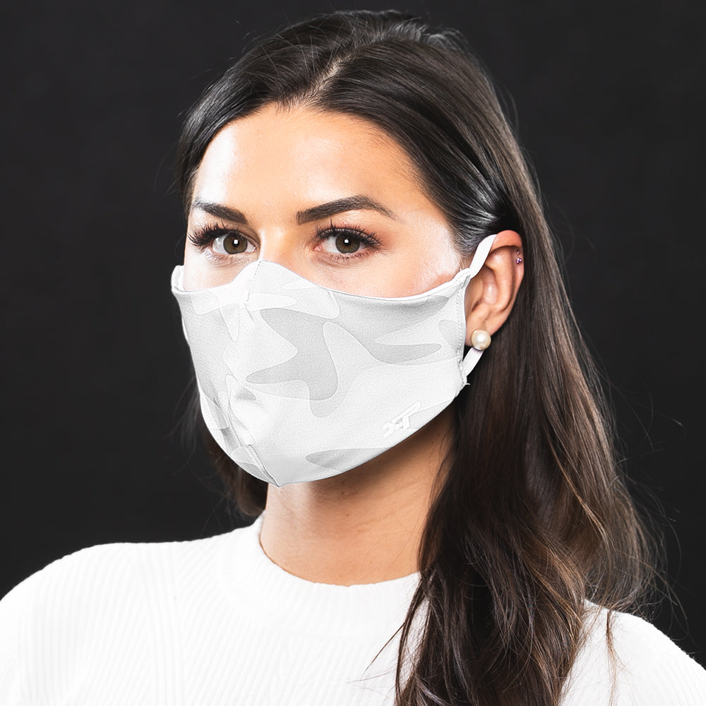 Sublimated Antimicrobial Face Mask in White Camo Xtreme Pro Apparel