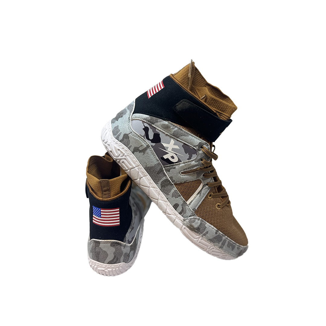 Camo Combat Wrestling Shoe's Air Mesh | Easy Velcro Lace Cover | Foam Sock Liner