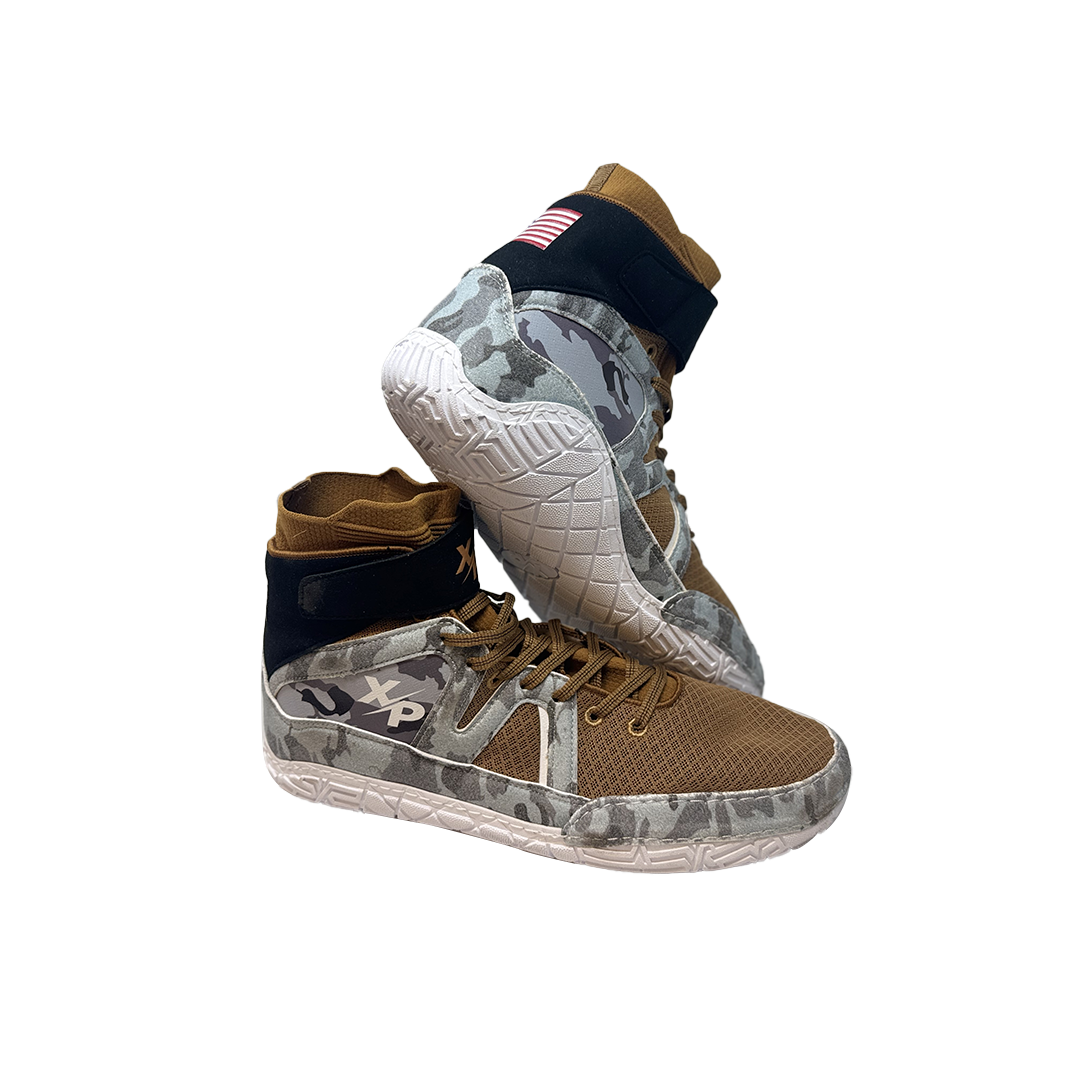 Camo Combat Wrestling Shoe's Air Mesh | Easy Velcro Lace Cover | Foam Sock Liner