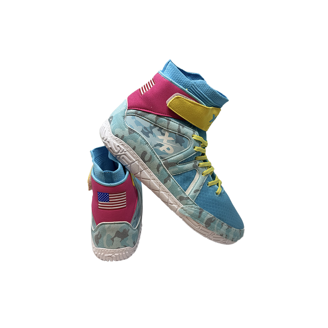 Combat Speeds – Vintage Camo Revival Wrestling Shoe's Air Mesh | Easy Velcro Lace Cover | Foam Sock Liner