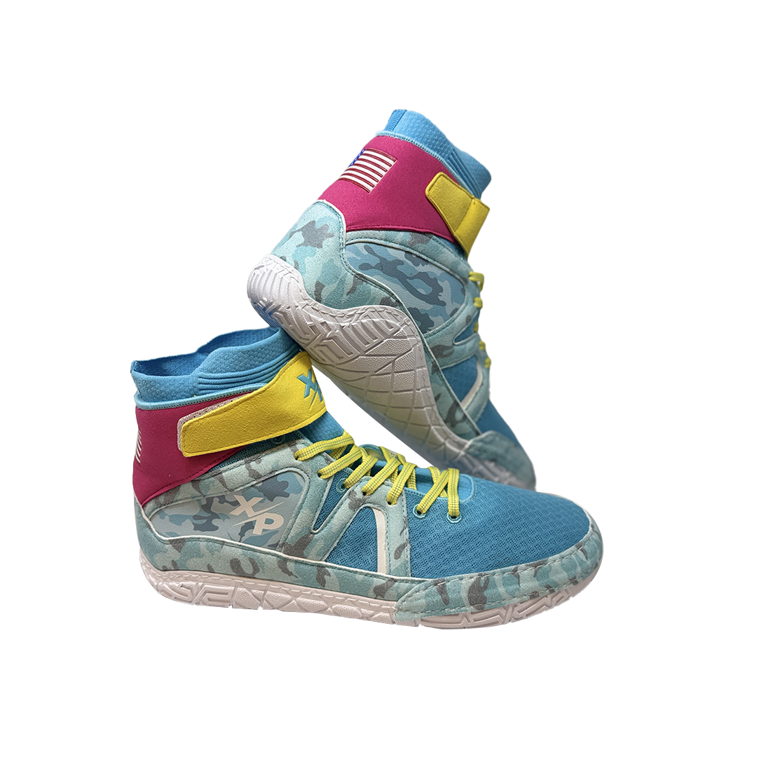 Combat Speeds – Vintage Camo Revival Wrestling Shoe's Air Mesh | Easy Velcro Lace Cover | Foam Sock Liner