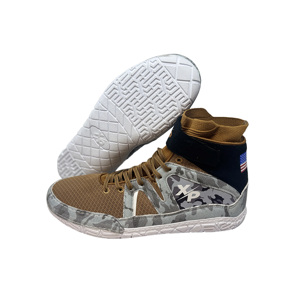 Camo Combat Wrestling Shoe's Air Mesh | Easy Velcro Lace Cover | Foam Sock Liner