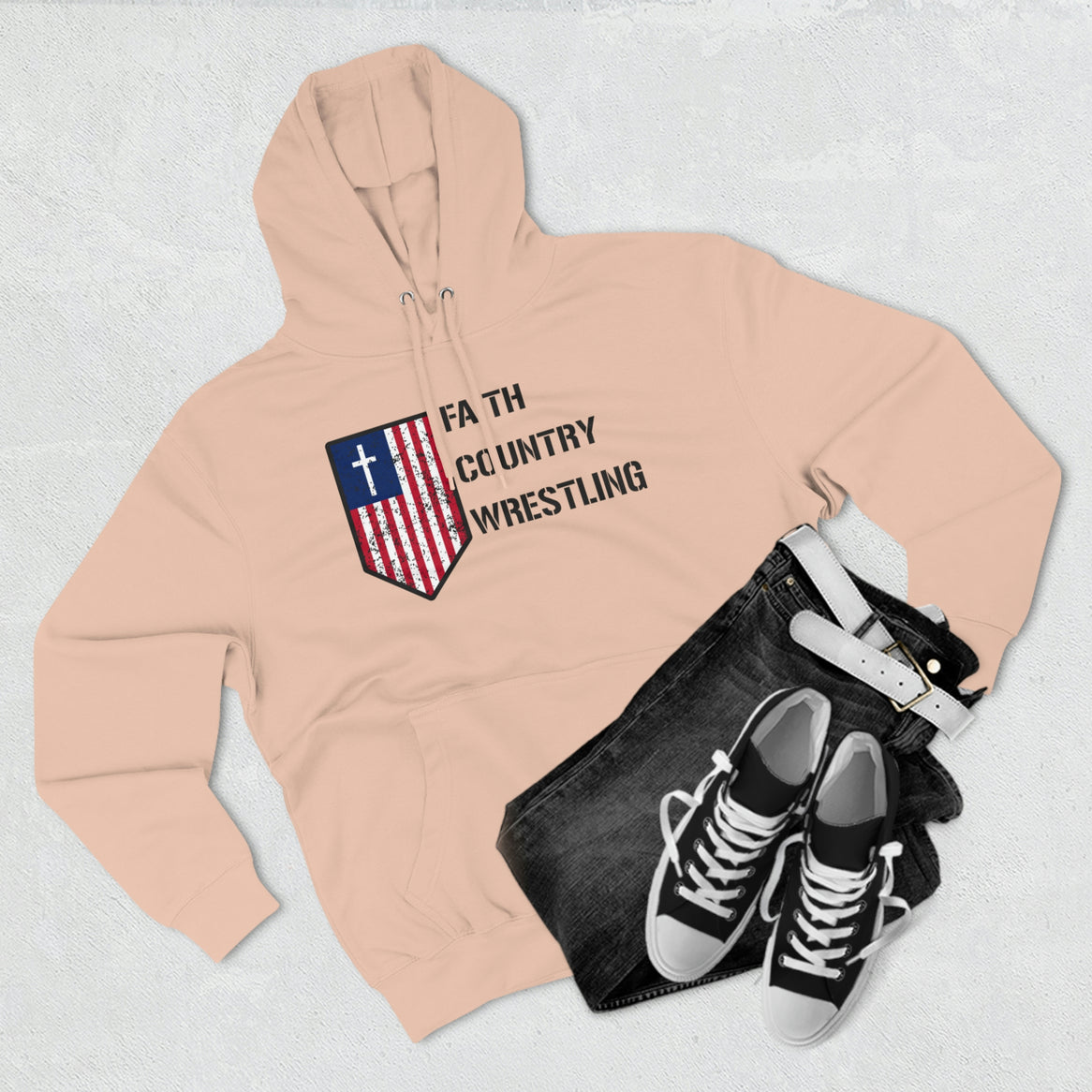 Faith, Country, Wrestling Unisex Premium Pullover Hoodie