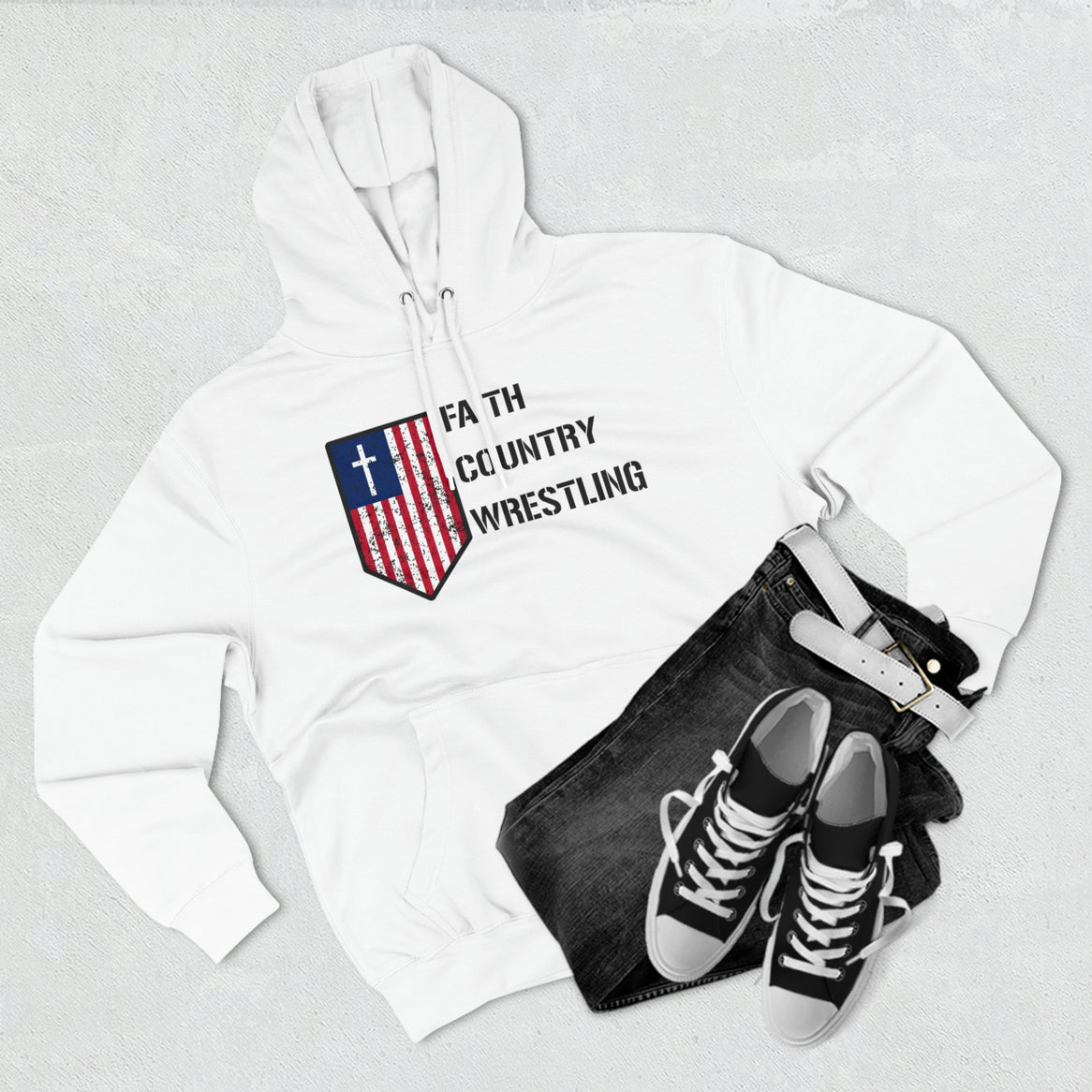 Faith, Country, Wrestling Unisex Premium Pullover Hoodie