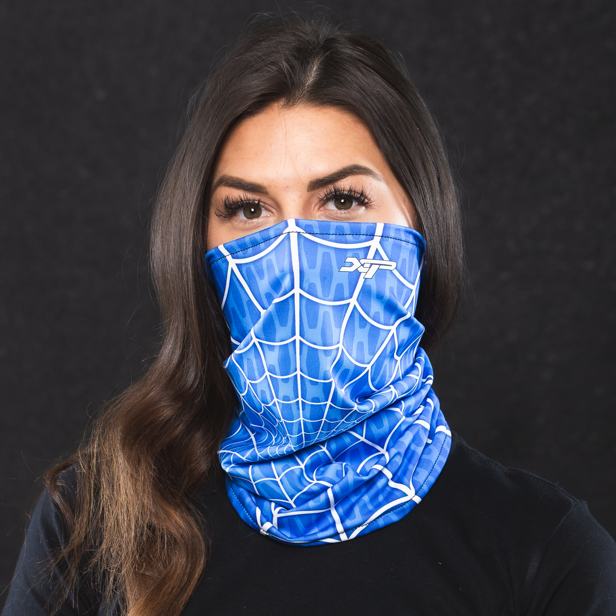 Sublimated Antimicrobial Neck Gaiter in Spiderweb Blue Xtreme Pro Apparel
