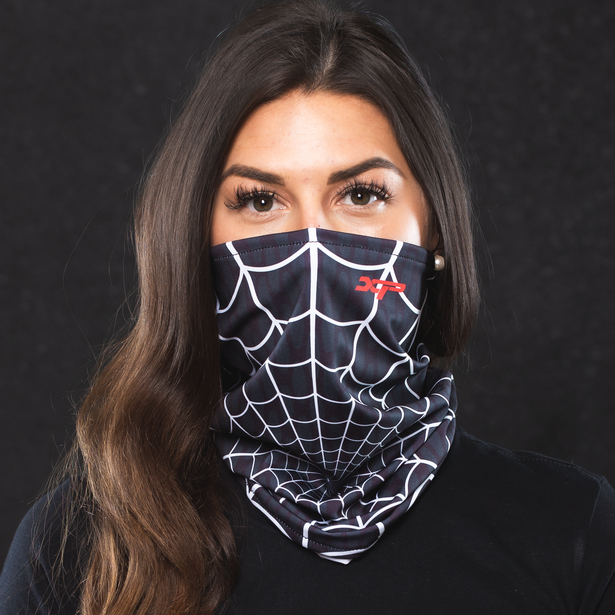 Sublimated Antimicrobial Neck Gaiter in Spiderweb Black Xtreme Pro Apparel