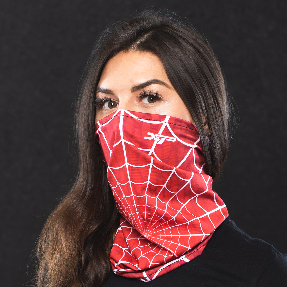 Sublimated Antimicrobial Neck Gaiter in Spiderweb Red Xtreme Pro Apparel