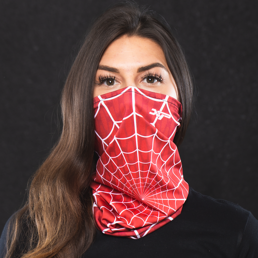 Sublimated Antimicrobial Neck Gaiter in Spiderweb Red Xtreme Pro Apparel