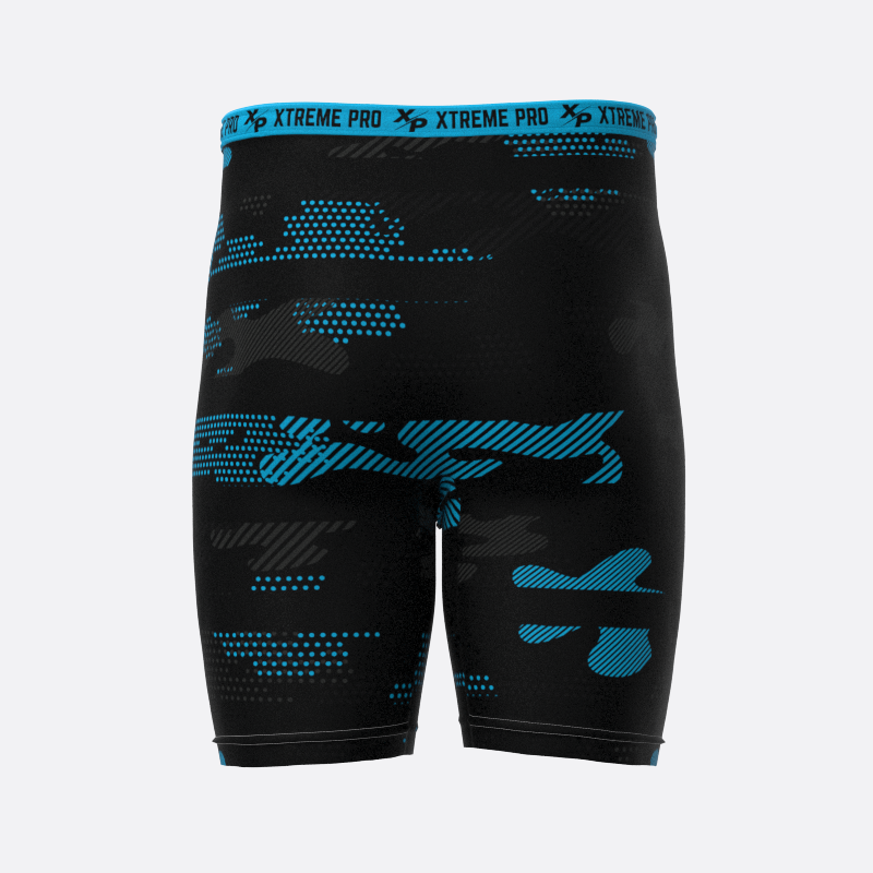 Midnight Camo Compression Shorts in Columbia Blue Xtreme Pro Apparel