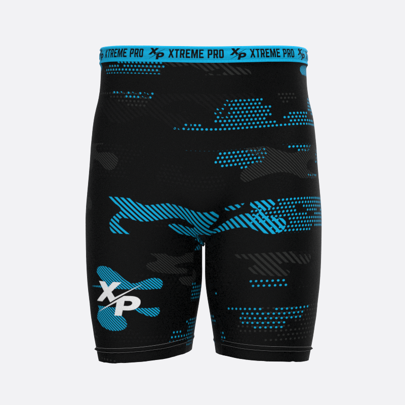 Midnight Camo Compression Shorts in Columbia Blue Xtreme Pro Apparel