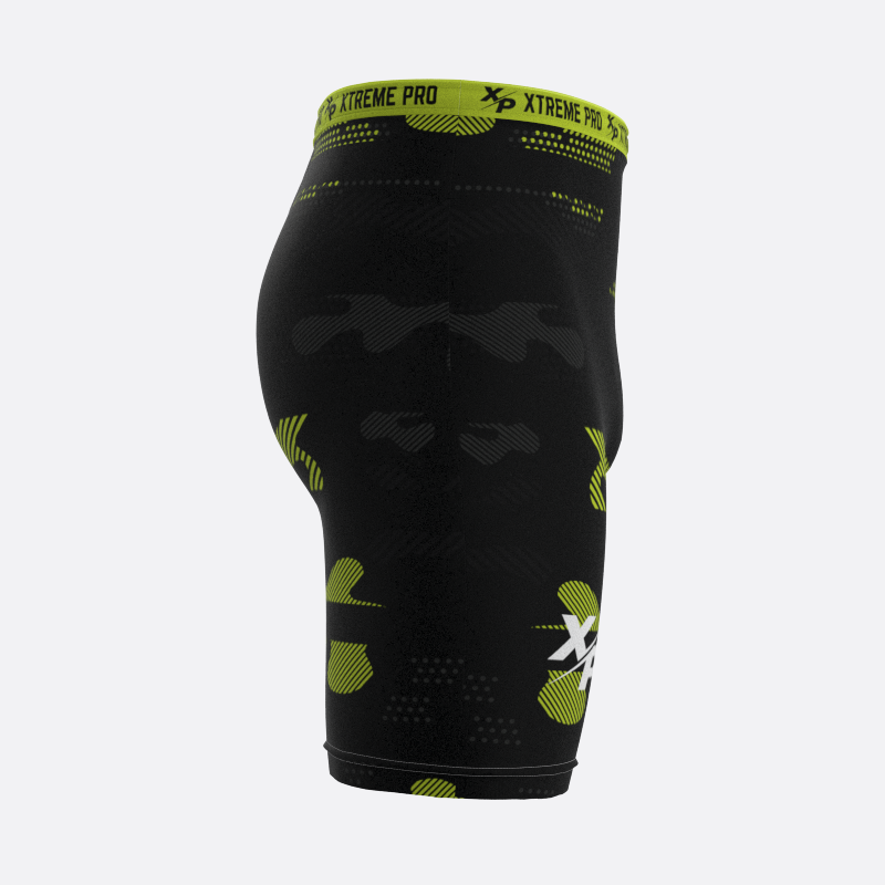 Midnight Camo Compression Shorts in Neon Yellow Xtreme Pro Apparel