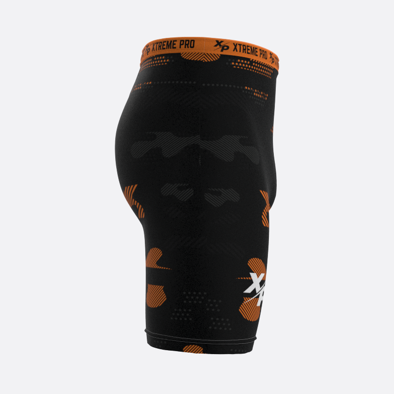 Midnight Camo Compression Shorts in Orange Xtreme Pro Apparel