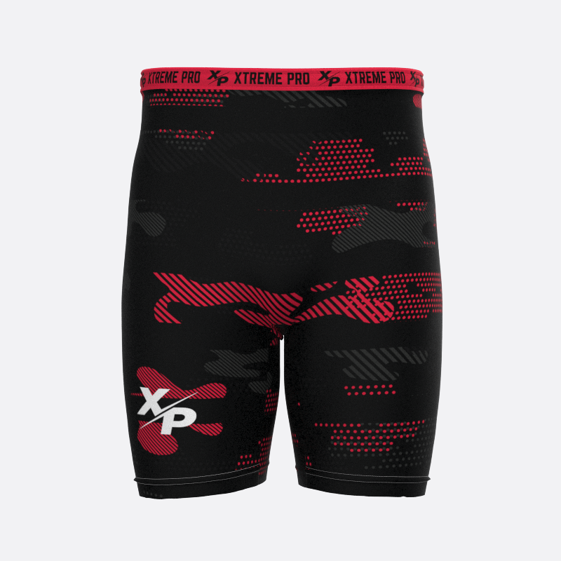 Midnight Camo Compression Shorts in Red Xtreme Pro Apparel