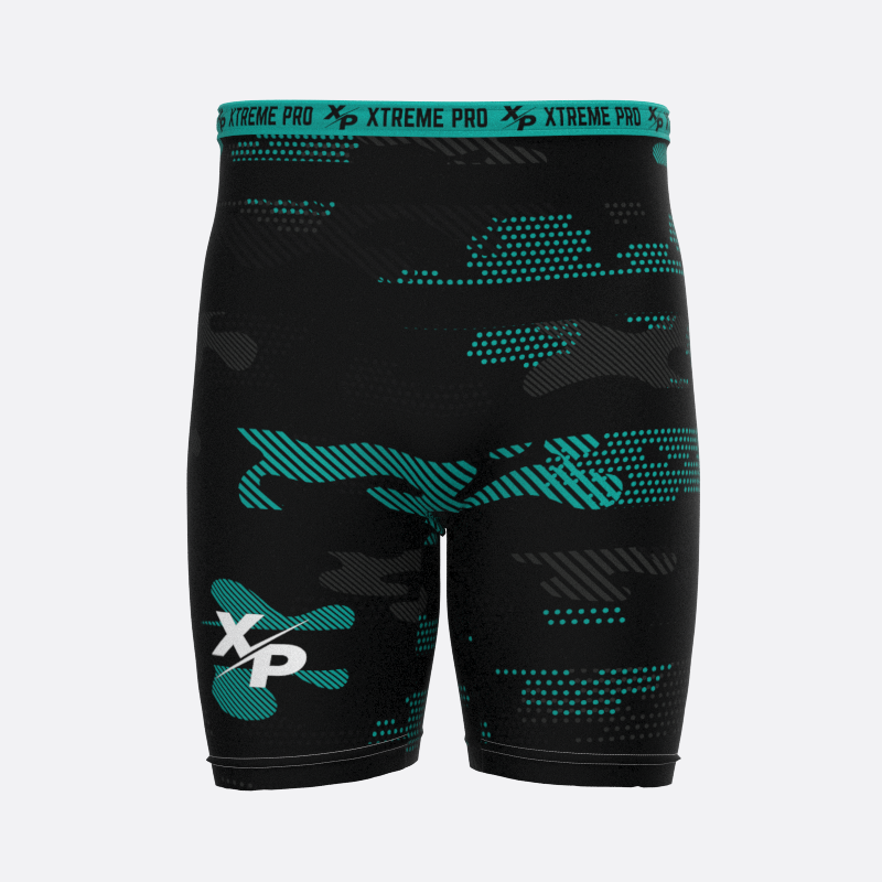 Midnight Camo Compression Shorts in Teal Xtreme Pro Apparel