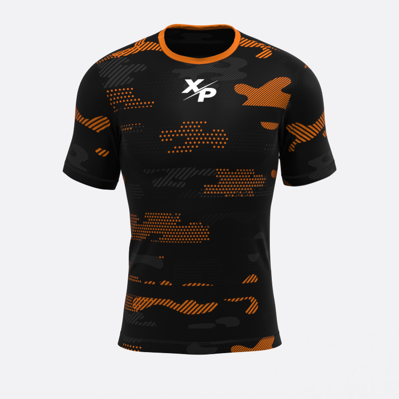 Neon Midnight Camo Compression Tee In Orange Xtreme Pro Apparel