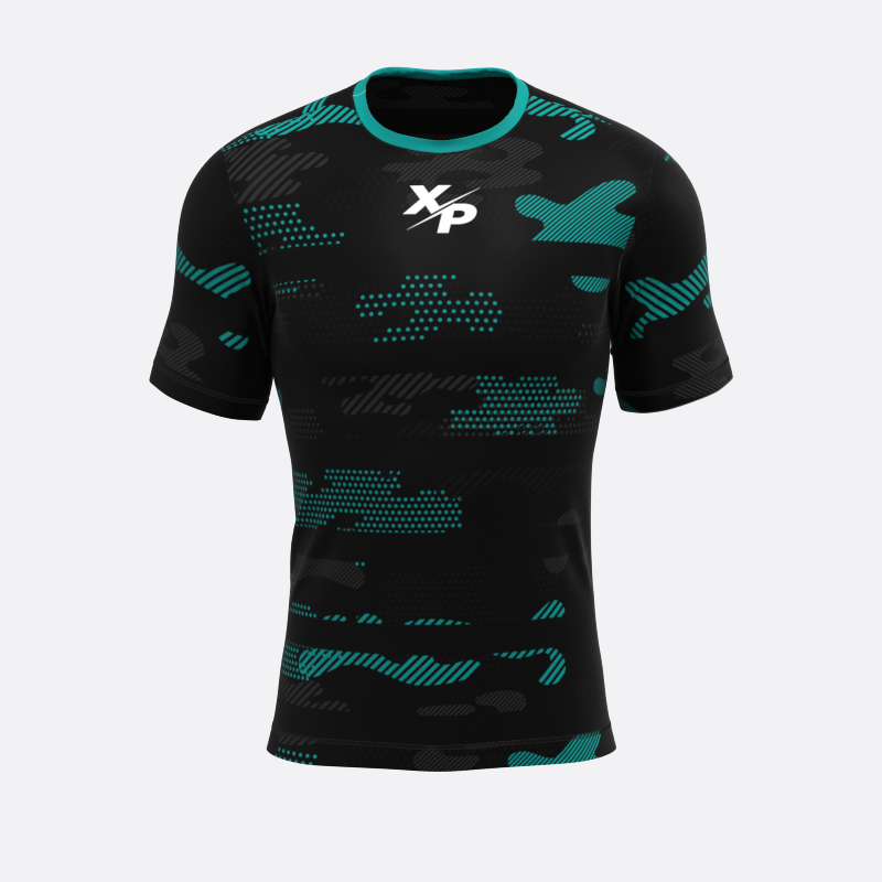 Neon Midnight Camo Compression Tee In Teal Xtreme Pro Apparel