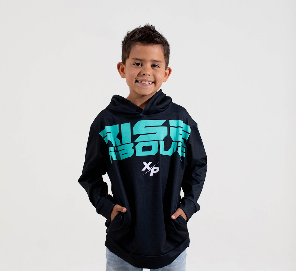 Rise Above Fully Sublimated Hoodie  in Black-Teal