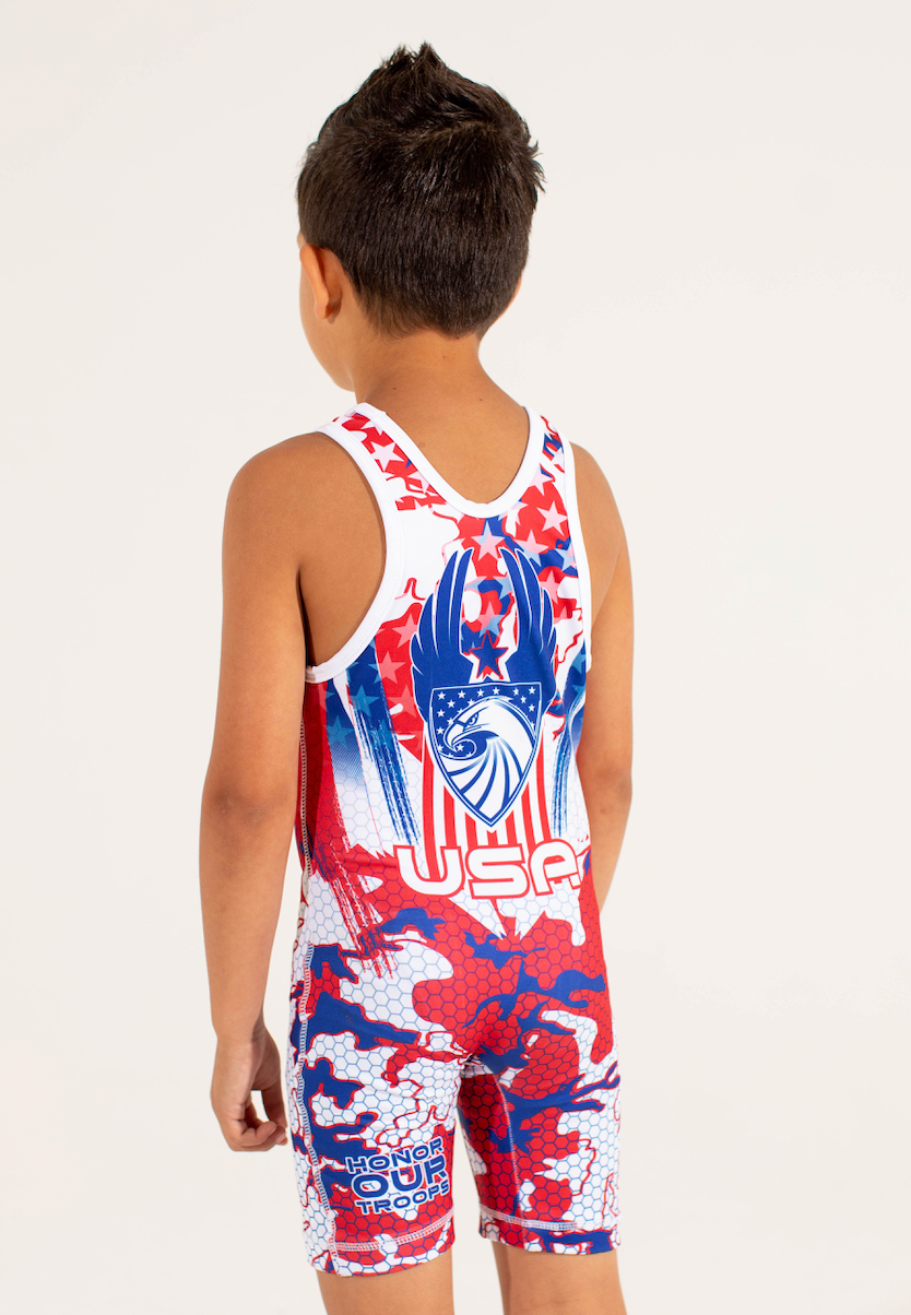 2020 USA Red White and Blue Camo Singlet
