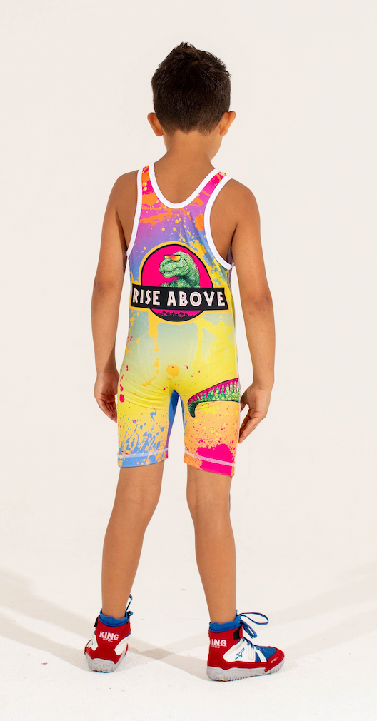 Neon T-Rex Wrestling Singlet