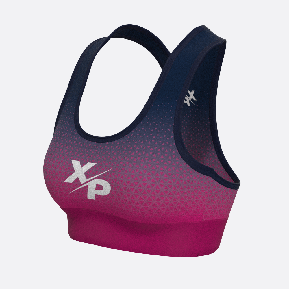 Geo Fade XP Logo Sports Bra in Pink Xtreme Pro Apparel