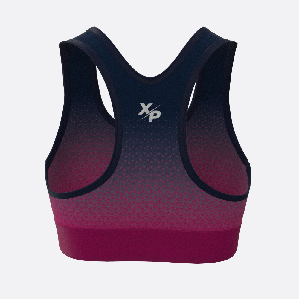 Geo Fade XP Logo Sports Bra in Pink Xtreme Pro Apparel