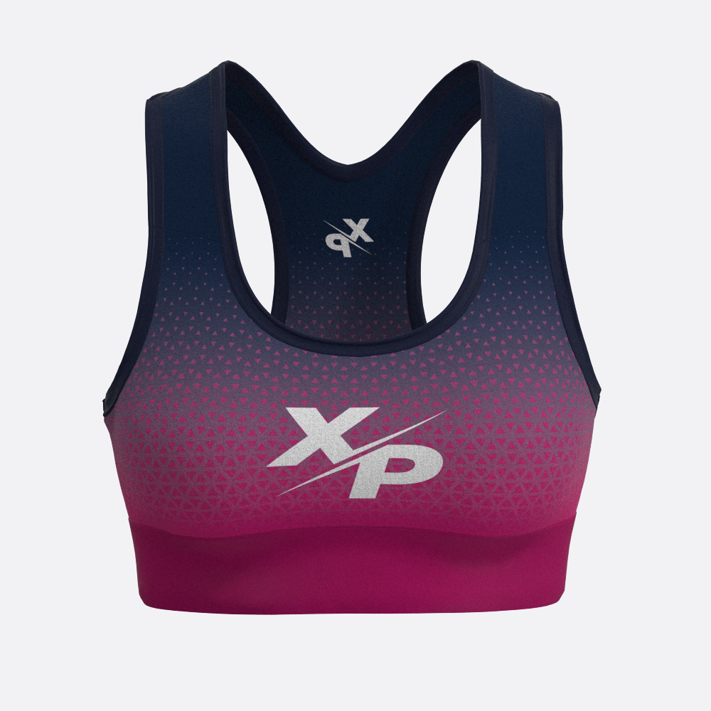Geo Fade XP Logo Sports Bra in Pink Xtreme Pro Apparel
