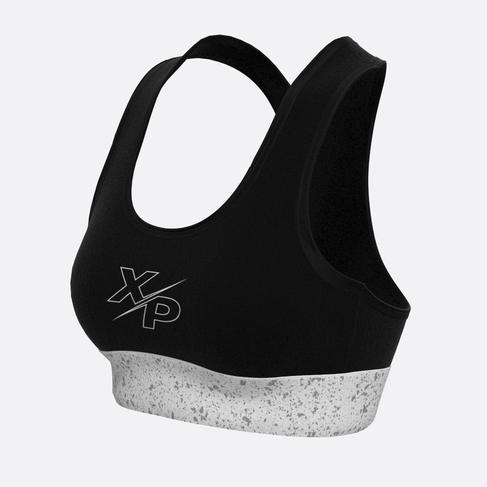 Speckle XP Logo Sports Bra in Black Xtreme Pro Apparel