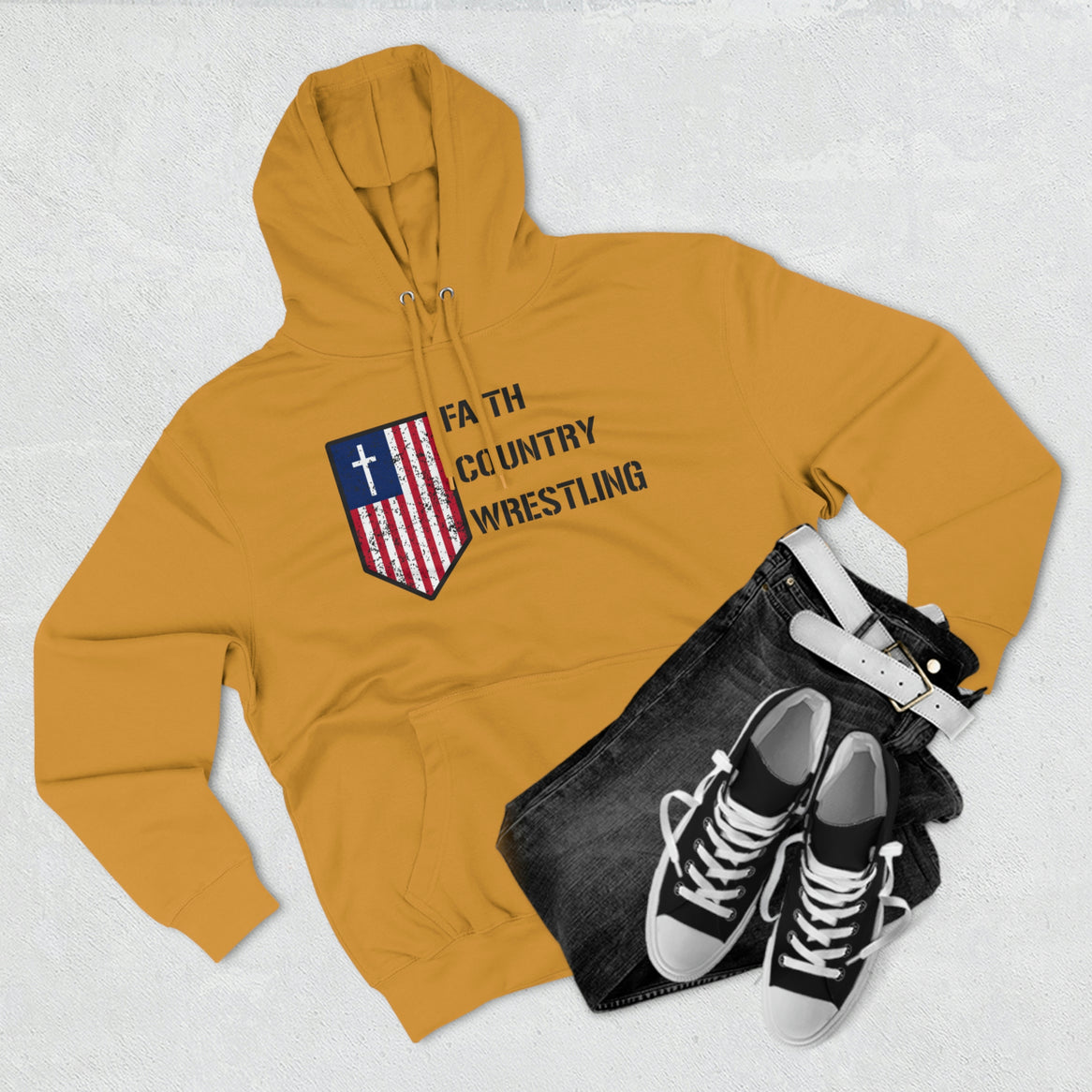 Faith, Country, Wrestling Unisex Premium Pullover Hoodie