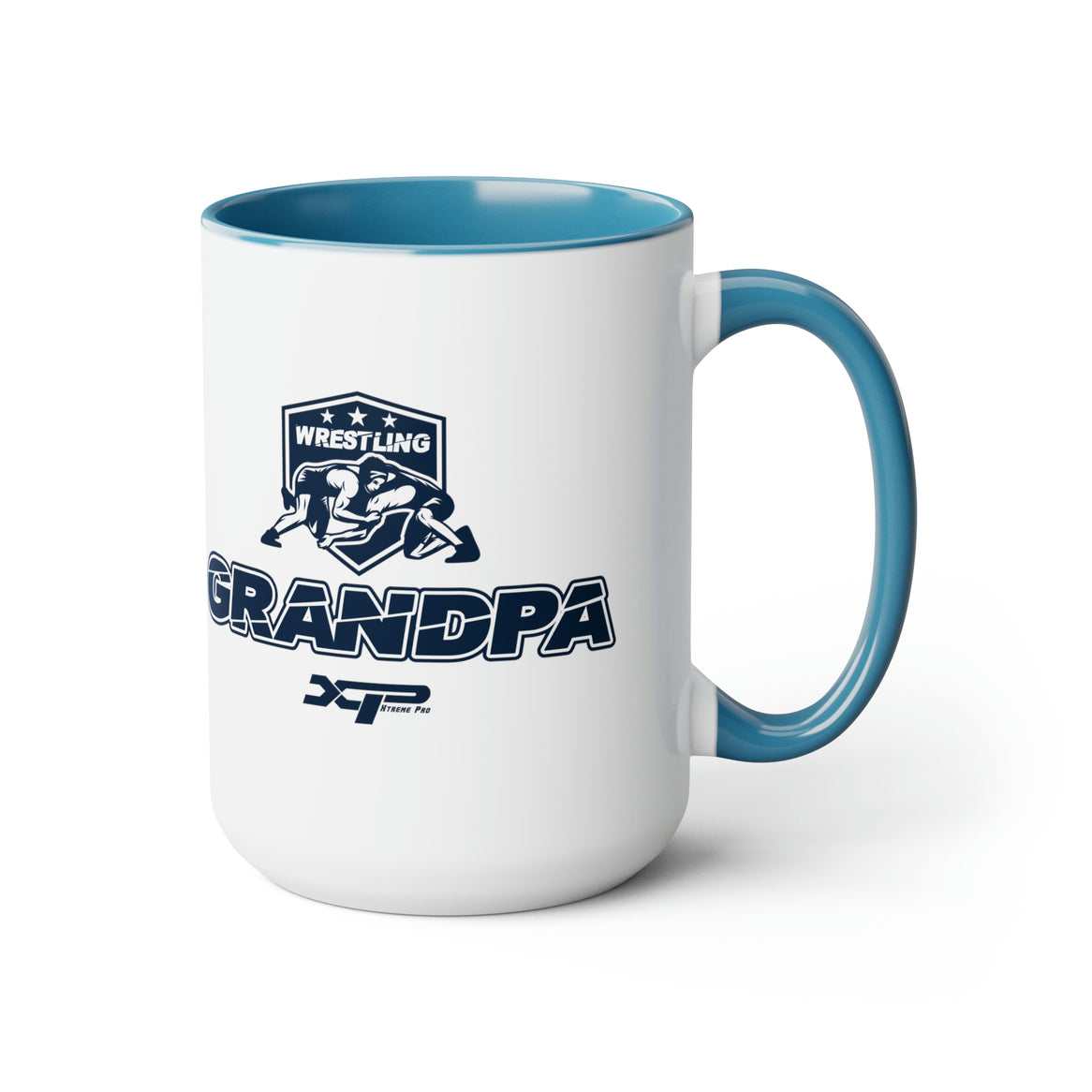 Wrestling Grandpa Two-Tone Coffee Mugs, 15oz