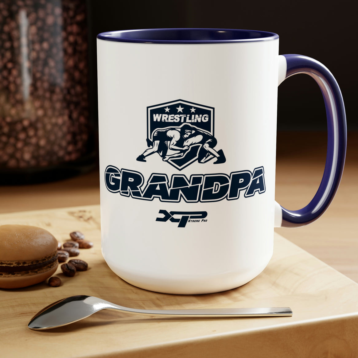 Wrestling Grandpa Two-Tone Coffee Mugs, 15oz