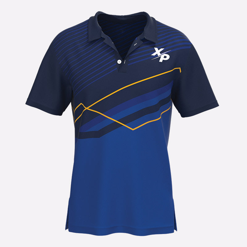 Elite Coaches Fully Sublimated Polo in Blue- Yellow Xtreme Pro Apparel