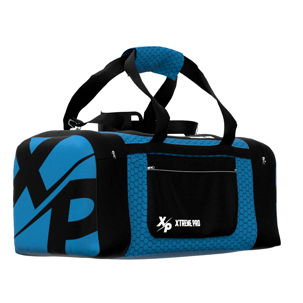 Xtreme Team Fully Sublimated Duffle Bag in Columbia Blue Xtreme Pro Apparel