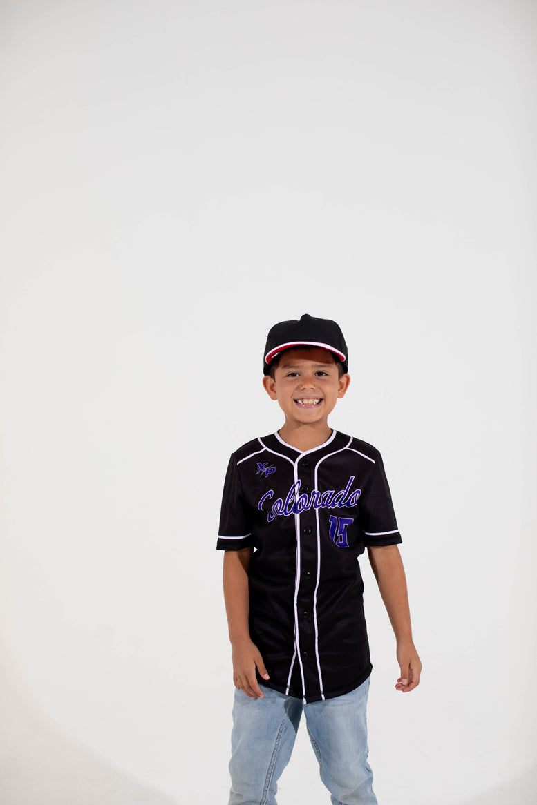 Colorado full button Baseball Jersey in Black