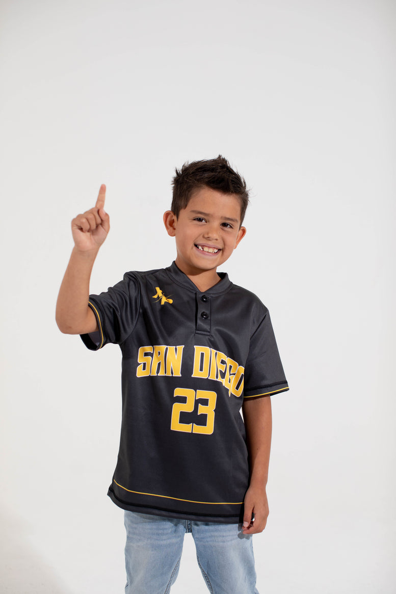 San Diego Two button Baseball Jersey in Black