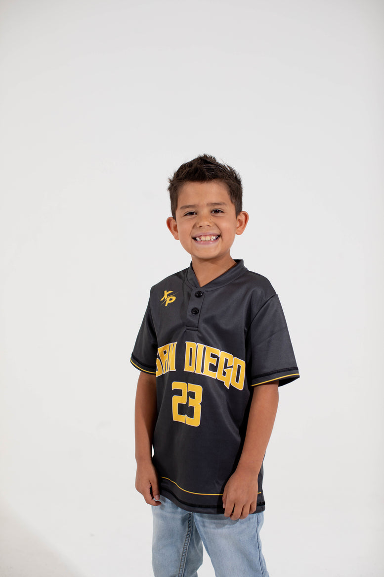 San Diego Two button Baseball Jersey in Black