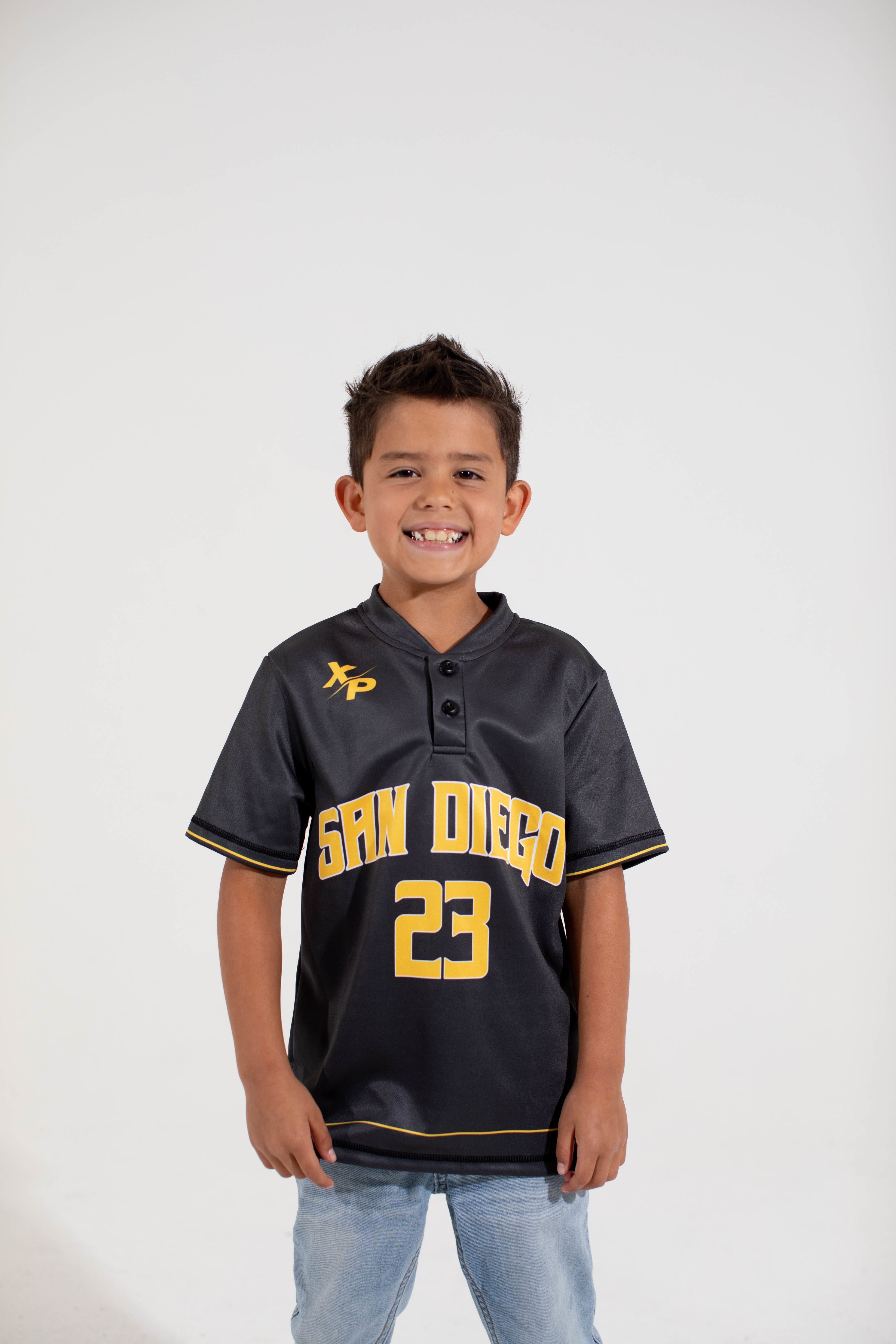 San Diego Two button Baseball Jersey in Black