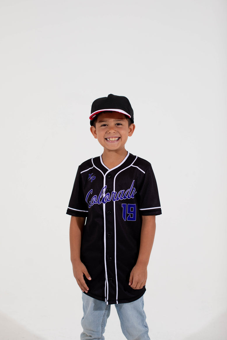 Colorado full button Baseball Jersey in Black