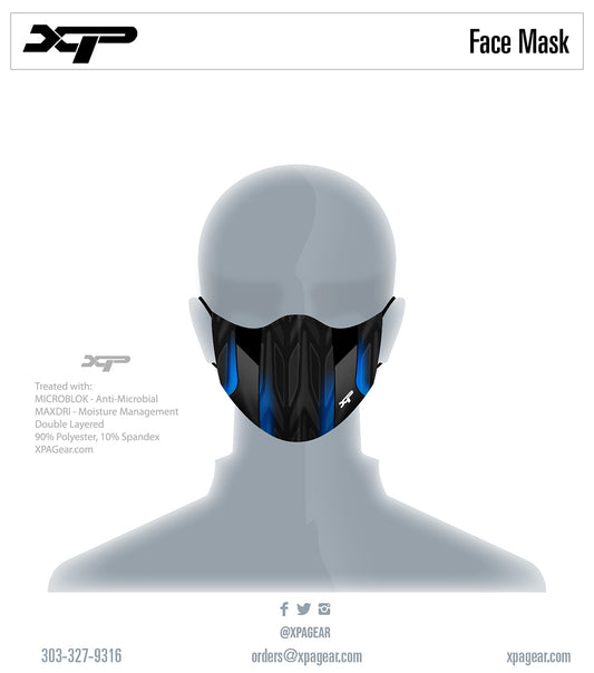Sublimated Antimicrobial Face Mask in Cyborg Blue Xtreme Pro Apparel