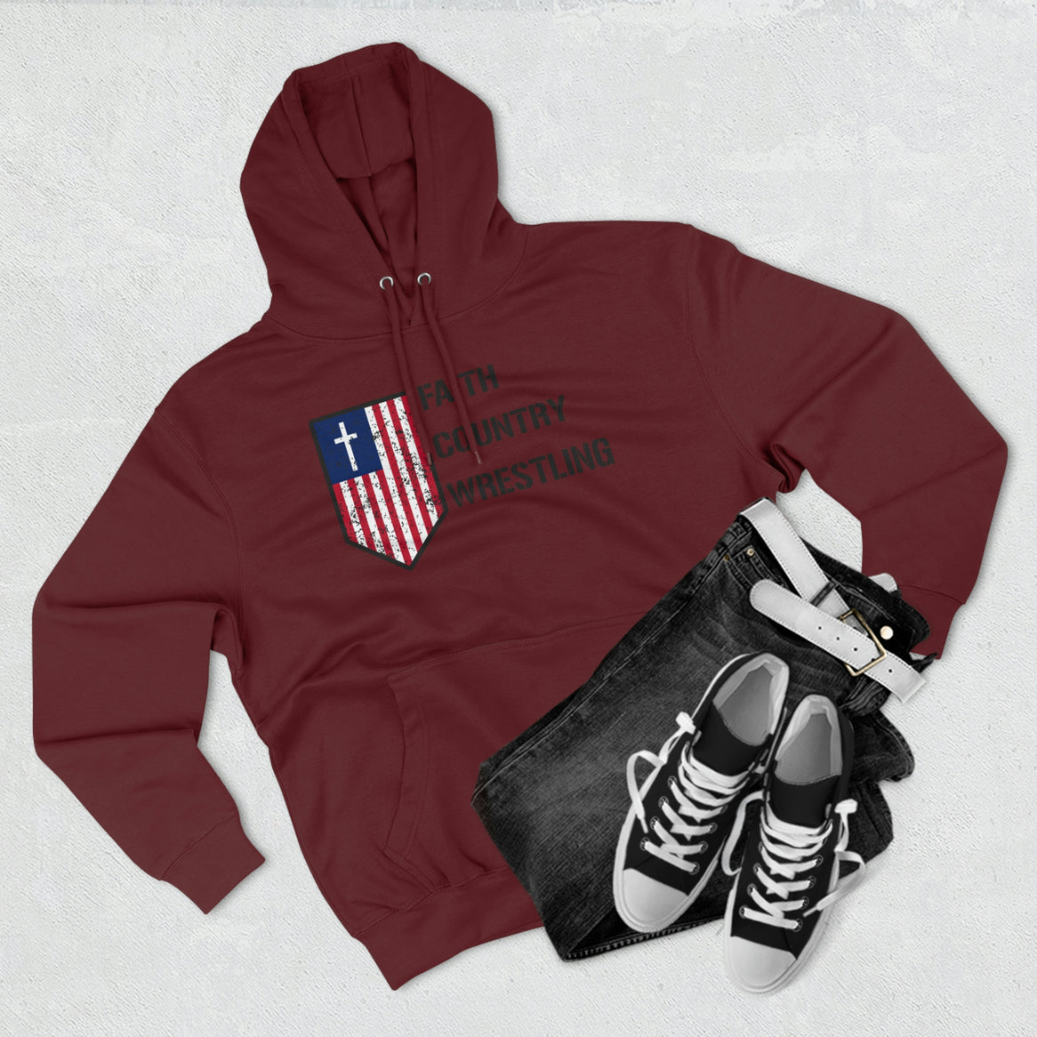 Faith, Country, Wrestling Unisex Premium Pullover Hoodie