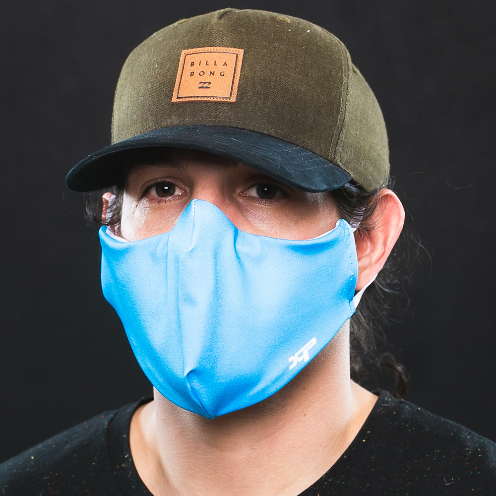 Sublimated Antimicrobial Face Mask in Light Blue - In Stock Xtreme Pro Apparel