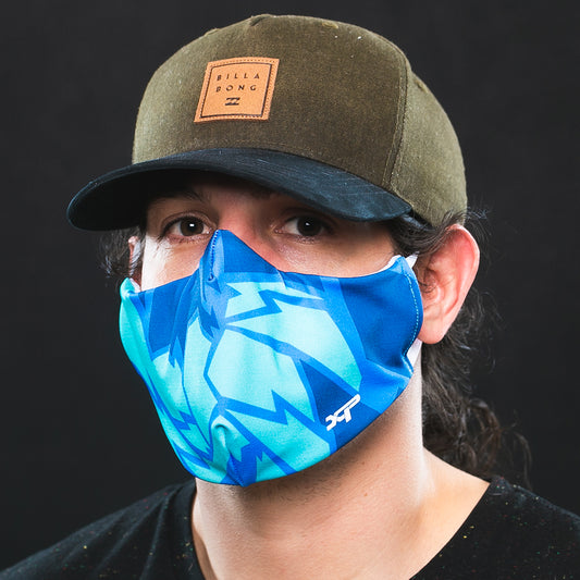 Sublimated Antimicrobial Face Mask in Teal- Navy Xtreme Pro Apparel