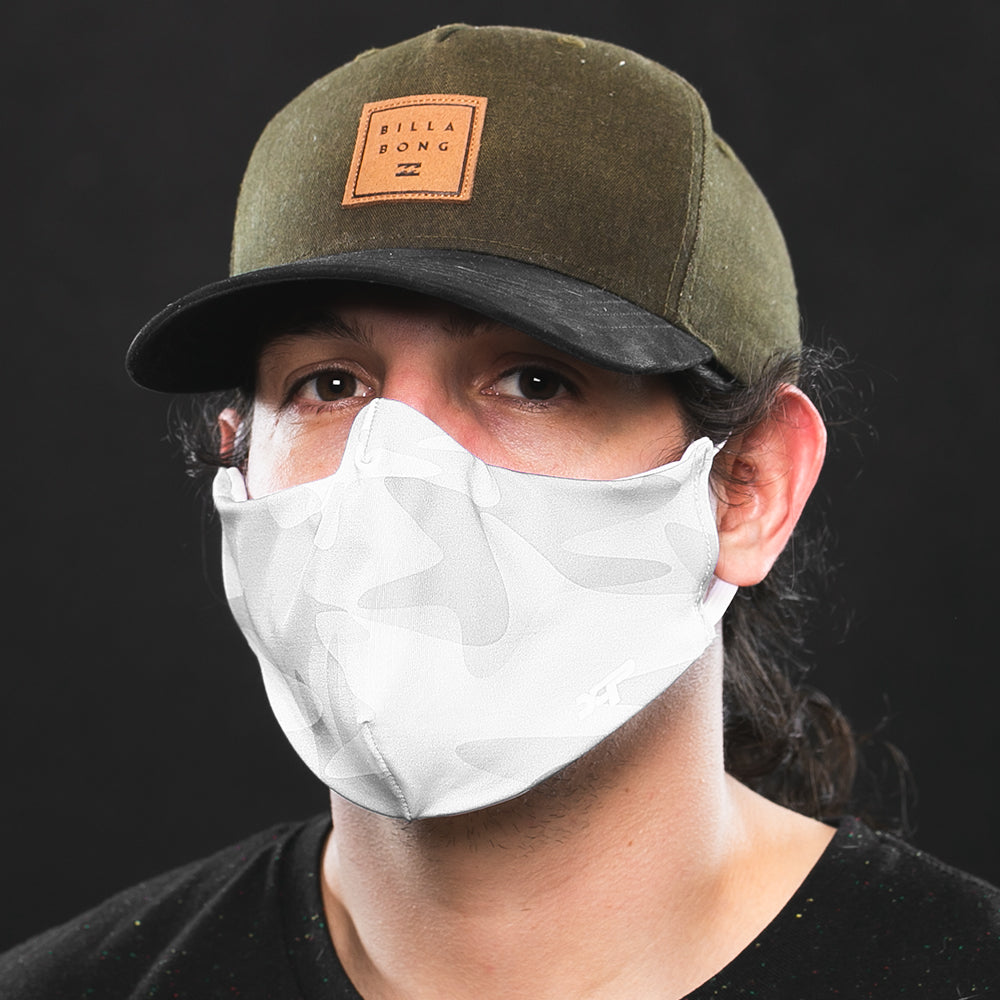 Sublimated Antimicrobial Face Mask in White Camo - In Stock Xtreme Pro Apparel