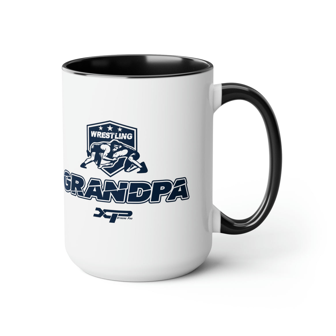 Wrestling Grandpa Two-Tone Coffee Mugs, 15oz