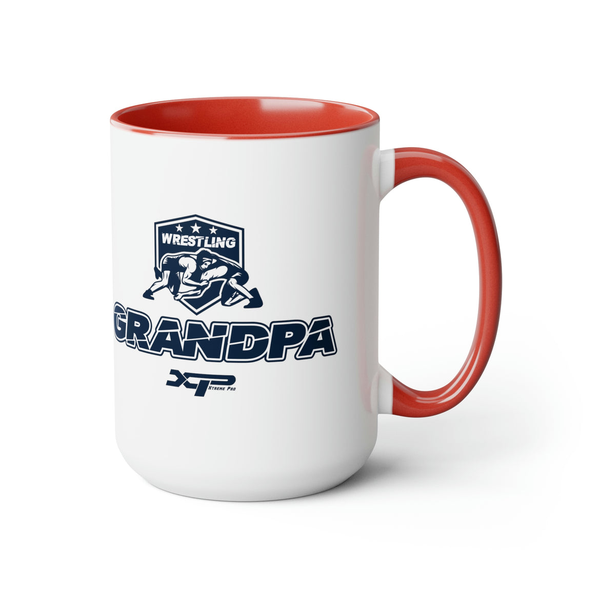 Wrestling Grandpa Two-Tone Coffee Mugs, 15oz