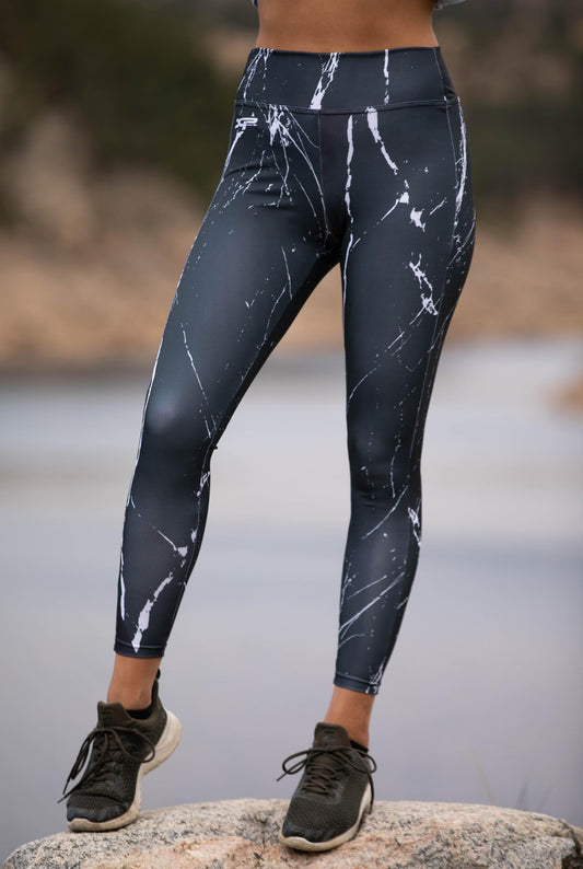 Black Marble Womens Compression Pants Xtreme Pro Apparel