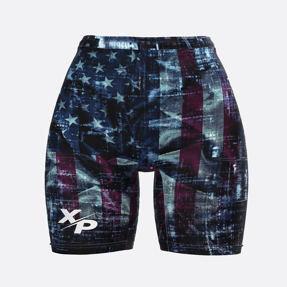 Women's US Flag Sublimated XP Compression Short Xtreme Pro Apparel