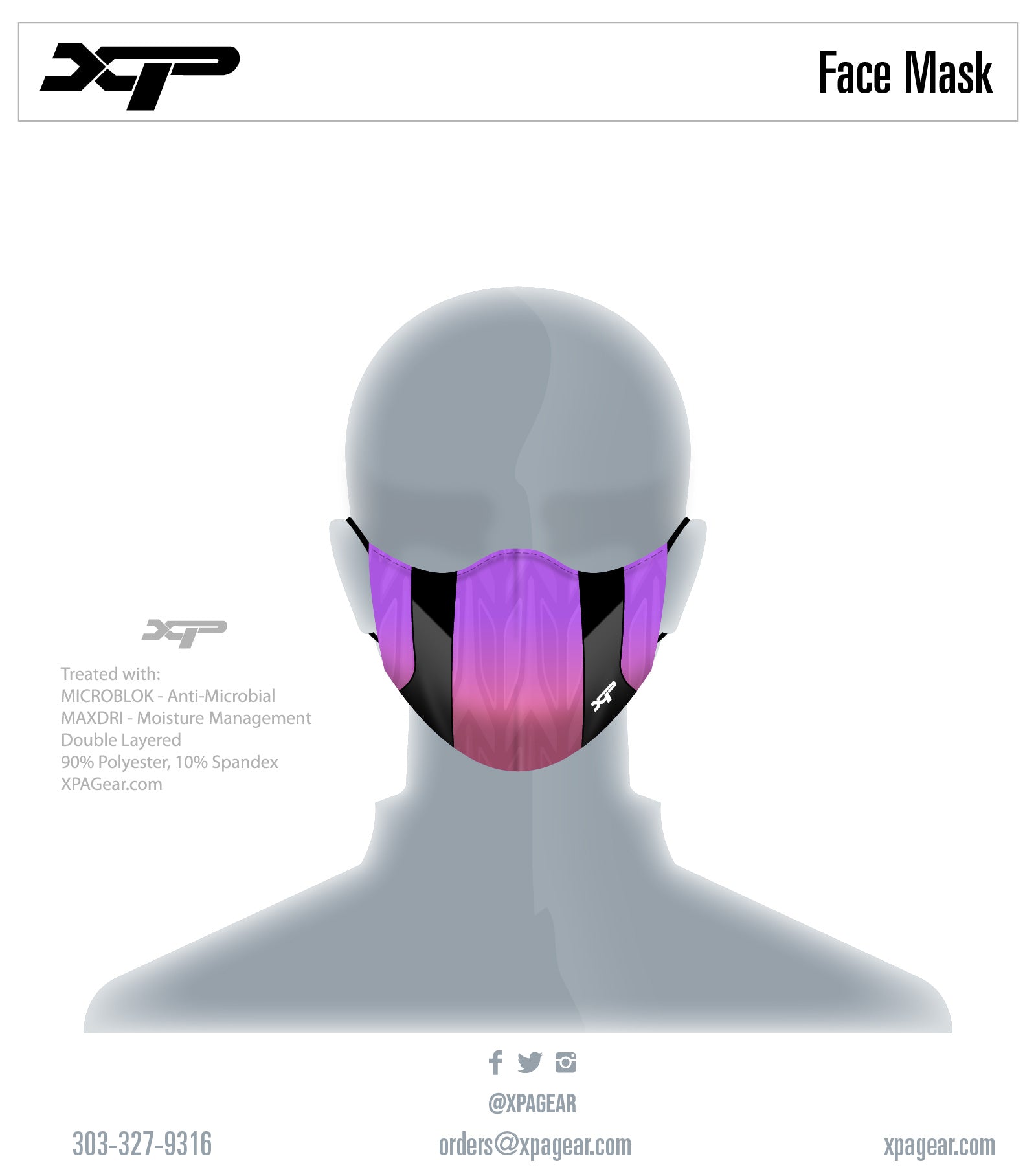 Sublimated Antimicrobial Pink Cyborg Face Mask Xtreme Pro Apparel