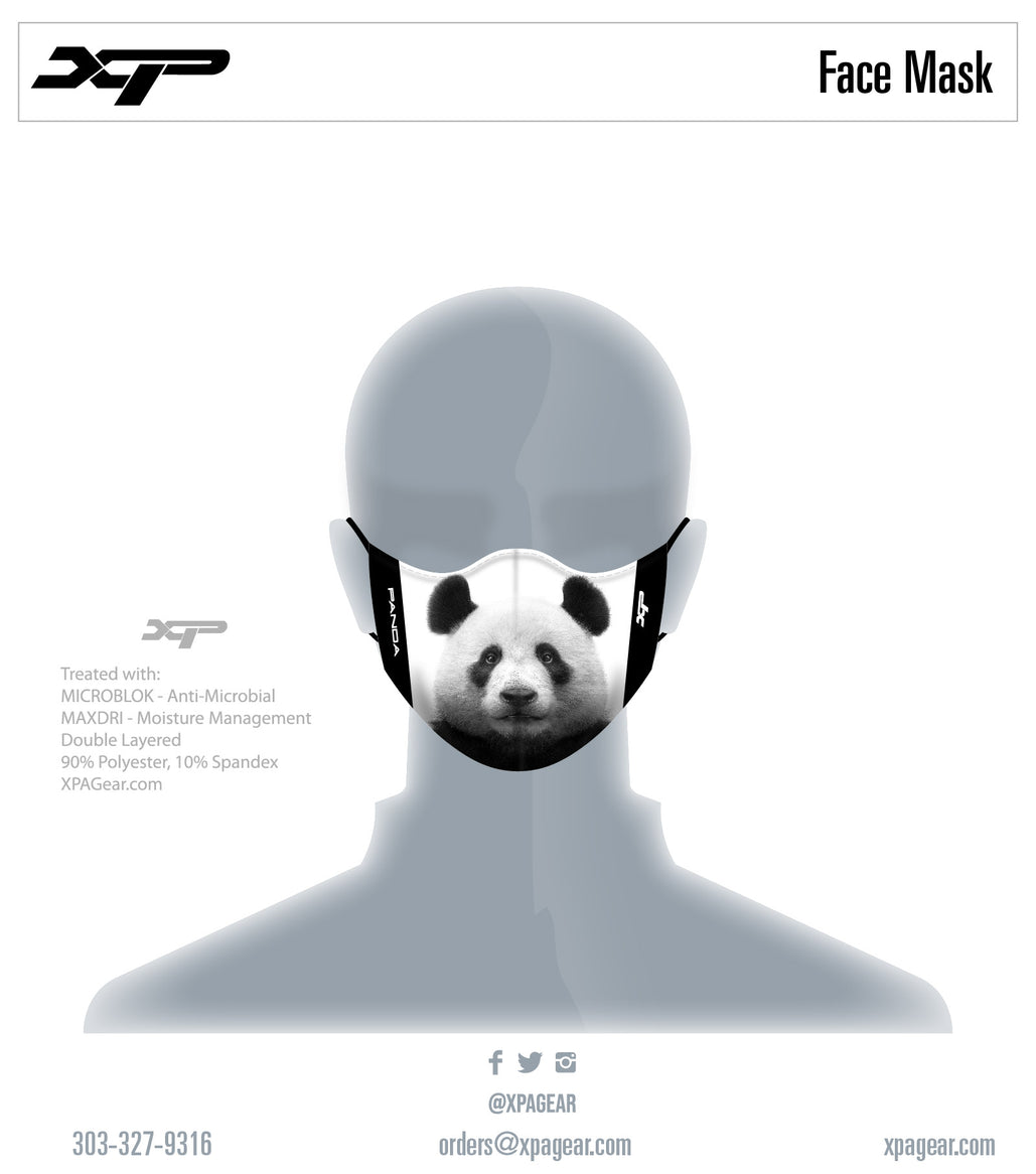 Sublimated Antimicrobial Panda Face Mask Xtreme Pro Apparel