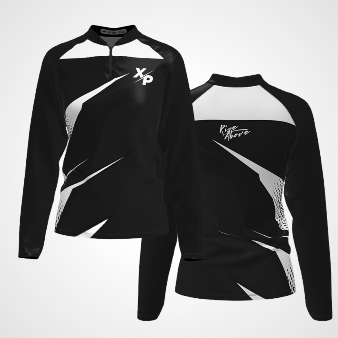 Rise Above Quarter Zip Jacket  in Black- White Xtreme Pro Apparel