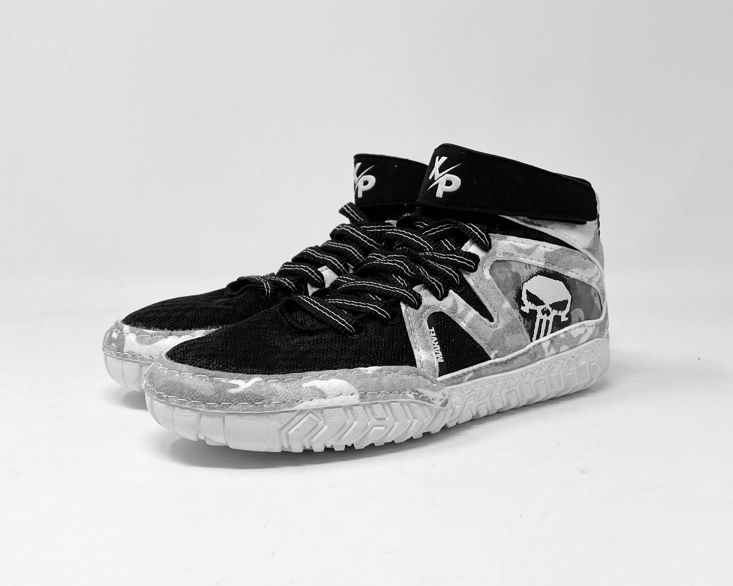 Youth MARVEL Punisher King Spec 2.0 Wrestling Shoes In Black & White Xtreme Pro Apparel